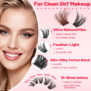 Pestañas postizas individuales negras con logotipo personalizado, pestañas postizas <span class=keywords><strong>de</strong></span> segmento <span class=keywords><strong>de</strong></span> racimo DIY, racimos <span class=keywords><strong>de</strong></span> pestañas esponjosas marrones - Product Image 2