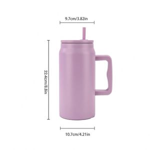 Bouteille d'eau isotherme en acier inoxydable à double paroi de 50 oz avec logo personnalisé, thermos, tasse de voyage, gobelet avec poignée - Product Image 2