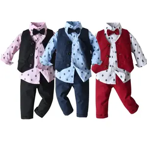 男の子のためのカスタムロゴウェディングスーツ高品質の男の子の衣装子供のための子供服2セット紳士は赤ちゃんのスーツを着用します