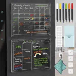 Papan rekaman kalender magnetik akrilik untuk kulkas papan kalender untuk dinding transparan akrilik kalender magnetik