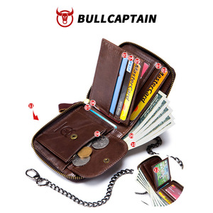 BULLCAPTAIN Retro Vintage Accordion <b>Wallet</b> <b>for</b> <b>Men</b> Large Capacity Card Slots Genuine Leather <b>RFID</b> Zipper Closure OEM ODM - Product Image 3