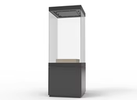 Podium d'exposition moderne de luxe écologique sur pied avec éclairage LED en verre/aluminium pour objets d'historial