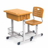 Ensemble bureau et chaise pour étudiants à hauteur réglable avec surface de travail en plastique pour l'école, la salle de classe et les études
