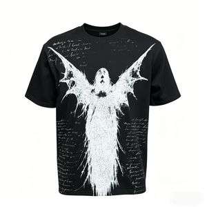 Camisetas Personalizadas con Estampado de Ángeles y Demonios, Camiseta Casual Holgada de Moda de Manga Corta, 100% Algodón, Serigrafía, Camiseta para Hombre - Product Image 1