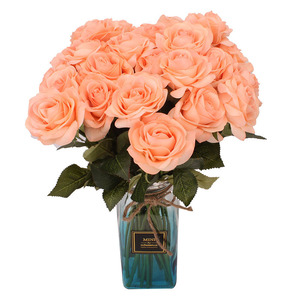 Fleurs de mariage artificielles <span class=keywords><strong>en</strong></span> soie à toucher réel, rose à <span class=keywords><strong>tige</strong></span> unique, décoration artisanale - Product Image 2