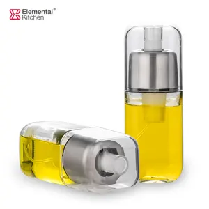 Cucina cottura commestibile acciaio inossidabile metallo coperchio trasparente vetro olio d'oliva e aceto spruzzatore bottiglia di metallo Mister dispenser spray