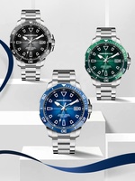 Luxuriöser Unisex Automatik-Chronograph mit Saphirglas, Seiko Sport Diver 5mm Zeiger, Edelstahl, Leder, Gummi und Silikon Armbänder