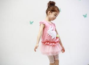 Vêtements pour enfants en gros, t-shirt princesse à manches courtes avec imprimé lapin pour filles, provenant d'un fournisseur chinois - Product Image 6