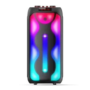 Nieuwe 2*8 Inch Draagbare Vlam Rolling 8 Woorden Licht Bluetooth Dj Bass Party Luidspreker Met Draadloze Microfoon Partybox