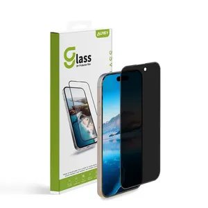 Aurey 아이폰 15 13 12 프로 맥스에 대한 모든 전화 케이스에 대한 뜨거운 판매 아이폰 개인 정보 보호 성질 유리 아이폰 화면 유리 보호 장치