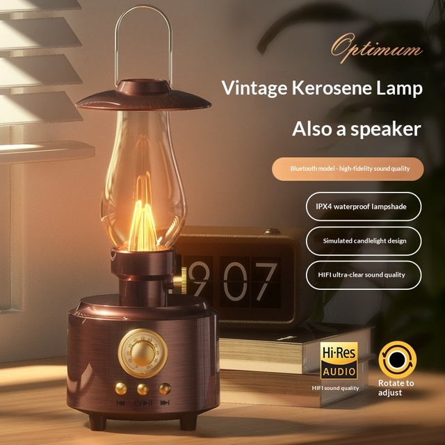 New Kerosene Lamp for 5.1 Speaker Desktop Retro Portable Outdoor Camping Ambient Light Waterproof