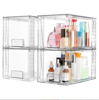Boîte de rangement cosmétique transparente anti-poussière, grande capacité, type tiroir, pour table de maquillage, organisateur de soins de la peau et de maquillage