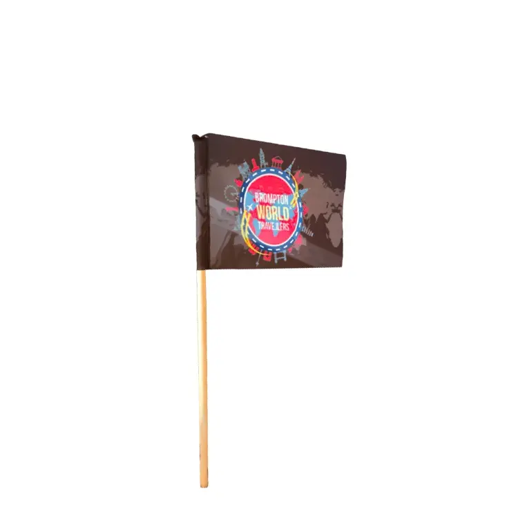 Personalized Design Logo Small Mini Stick Flag Custom Hand Held Waving Flag With Plastic Pole