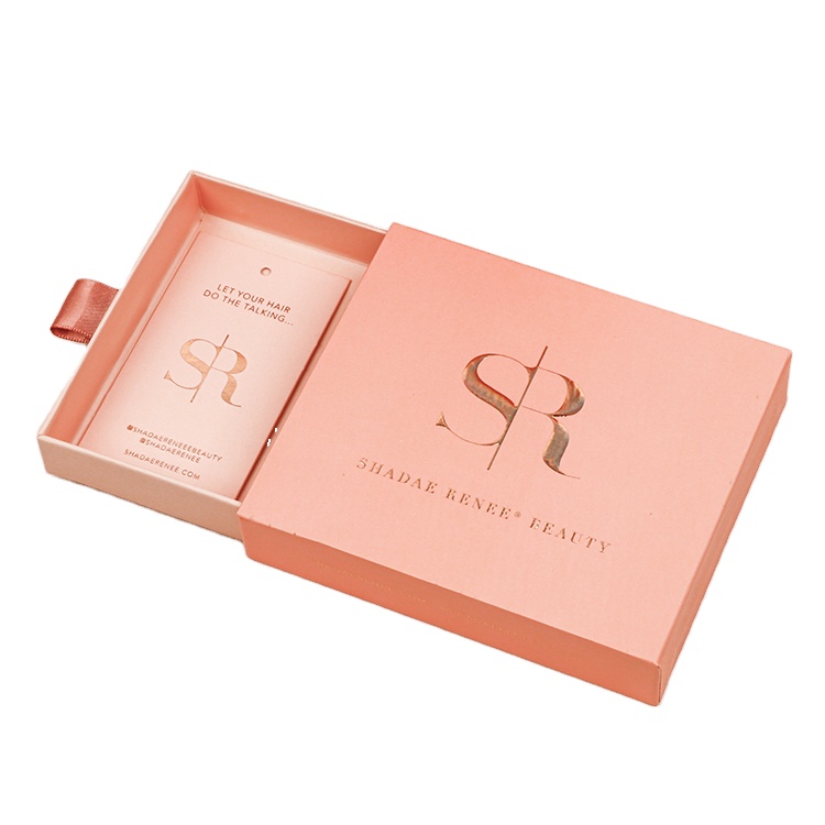 Розовая картонная упаковочная коробка на заказ, слайдер, ящик, ювелирные изделия, ожерелье, красивая бумажная коробка с принтом