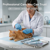 Cathéter urinaire félin stérilisé EO avec stylet pour drainage urinaire