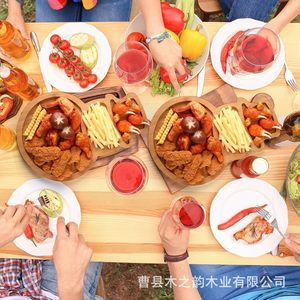 Plato de Madera con Diseño de Muñeco de Nieve Navideño, Color Madera Natural, Bandeja para Aperitivos, Vajilla para Fiestas - Product Image 4
