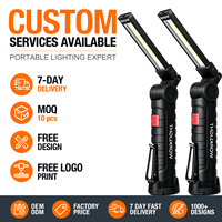 ASORT Lampe de travail LED COB rechargeable, lampe d'inspection portable USB, tête rotative à 180° avec clip ceinture pour atelier, garage, réparation