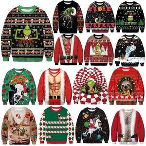 Sudadera Unisex con Cuello Redondo, Diseño Navideño Europeo Americano del <span class=keywords><strong>Grinch</strong></span> con Cabello Verde, Poliéster, Impresión Digital 3D, Patrón de Dibujos Animados, Informal, Larga - Product Image 2