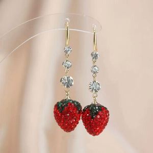 Sweet Fresh Strawberry Luxury Fashionable Classic Gentle Simple Versatile Exquisite <b>Red</b> Butterfly Drop <b>Earrings</b> Silver Plated - Product Image 1