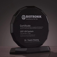 Plaque personnalisée noire en verre K9, trophée en cristal, plaque nominative, bouclier rond, ensemble de bureau, récompenses de certification, cadeaux souvenirs