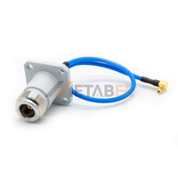Câble coaxial pigtail étanche IP67 à montage sur bride N Jack vers MMCX mâle à angle droit, 20 cm, RG405, 50 Ohm, 18 GHz