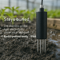 Humidimètre de Précision pour Sol avec Sortie RS485, Température, Humidité, Conductivité, Salinité, Calibré en Laboratoire, Protection IP68, Utilisation Agricole
