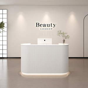 HT White Curved Small Clinic Reception Desk High Quality Small Front Desk for Retail Beauty salon reception desk - Product Image 4