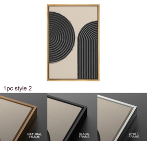 Tableau mural 2 pièces, style Art déco noir et blanc, nature morte minimaliste, lignes texturées, arc-en-ciel, directement de l'usine - Product Image 5