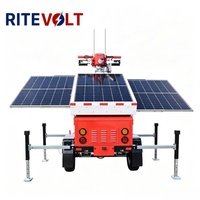 Tour d'éclairage solaire extensible Ritevolt RST-3P, tour LED mobile, système d'éclairage sans carburant, fonctionnalités IA pour jardin et route