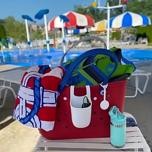 Sac fourre-tout décontracté rouge en EVA imperméable avec deux poignées, léger, perforé, à ouverture facile, capacité 1L, pour la gym, le marché et l'extérieur - Product Image 6