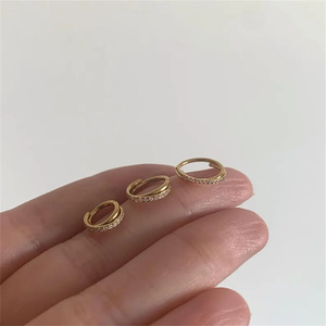 Gold Single Piece <b>6mm</b> 8mm 10mm S925 Silver Classic Cross Cartilage <b>Hoop</b> <b>Earring</b> Simple Minimalist Design - Product Image 5