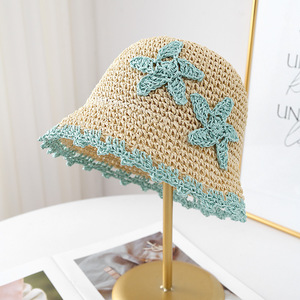 Sombrero de Paja con Bloques de Color Personalizados DLS para Mujer, con Borde con Volantes, Protección UV, Servicio ODM para Vacaciones en la Playa y Salidas Diarias - Product Image 3
