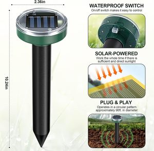 Repelente Ultrasónico de Topos para Jardín, Solar, Impermeable, Ecológico, de Estado Sólido, Cobertura de 14 m, 10 Horas, Material ABS, Certificado por la EPA - Product Image 2