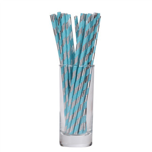 Two Tone Hot Foil Straws Colorful Disposable Paper Straws For Party Drink Decorations - Product Image 2