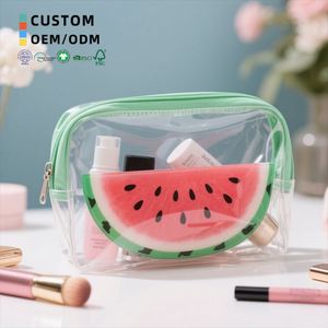 Watermelon PVC Cosmet <b>Bag</b> <b>Transparent</b> <b>Makeup</b> Storage Gift for Girls Zipper Cosmetic Pouch Travel Use Toiletry Carrier - Product Image 1