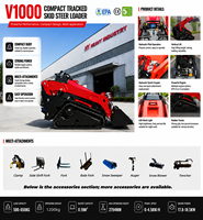 Mini-chargeuse compacte sur chenilles, moteur diesel Kubota, levage vertical, multi-attaches, EPA EURO5, garantie 1 an