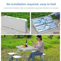 Ensemble table et chaises pliantes portables en alliage d'aluminium, 4 pièces, mobilier d'extérieur pour camping, pique-niques, stand de rue, repas