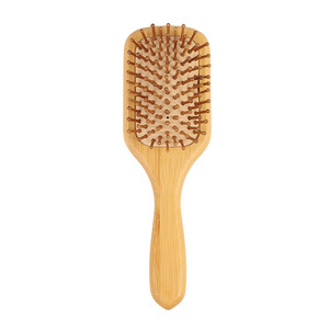 Cepillo de pelo de bambú de madera para masaje desenredante cuadrado y ovalado Natural grande para mujer - Product Image 6