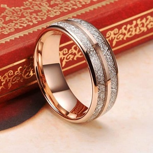 European and American Classic Fashion <b>Titanium</b> Steel <b>Ring</b> Double Trough Meteorite Vacuum Electroplating Rose Gold Accessories - Product Image 3