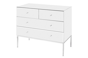 Commode contemporaine en verre <span class=keywords><strong>blanc</strong></span> biseauté trempé et chrome, tables consoles pour le salon, le <span class=keywords><strong>couloir</strong></span>, décoration intérieure - Product Image 3