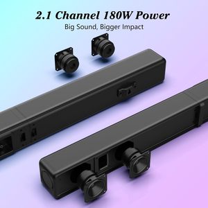 Barra de Sonido para TV de 180W con Sonido Envolvente, Luces LED RGB, 2.1 Canales, Sistema de Altavoces Bluetooth para Cine en Casa, AUX/Óptico/HDMI - Product Image 2