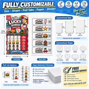 Nouveau style américain, impression couleur personnalisée avec logo, double face, données variables, cinq fenêtres, tickets à déchirer avec languette - Product Image 5