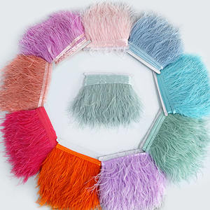 تخفيضات هائلة: شريط ريش النعام المصبوغ بطول 8-10 سم، حواف وشرائط قماش لتزيين الملابس وفساتين الزفاف - Product Image 4