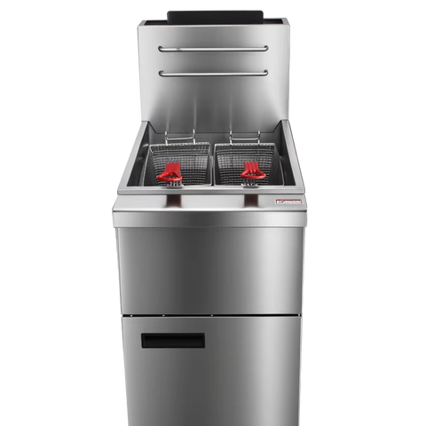 Double Basket Gas Deep Fryer Stainless Steel Propane/Natural Gas Fryer for Restaurants & Kitchens