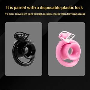 FRRK-304A Jaula de Castidad de Resina Negativa Invertida ABS, Anillo de Castidad Masculino con Bloqueo Uretral, Anillo para Pene Resistente, Suministros para Adultos Rosa/Negro - Product Image 4