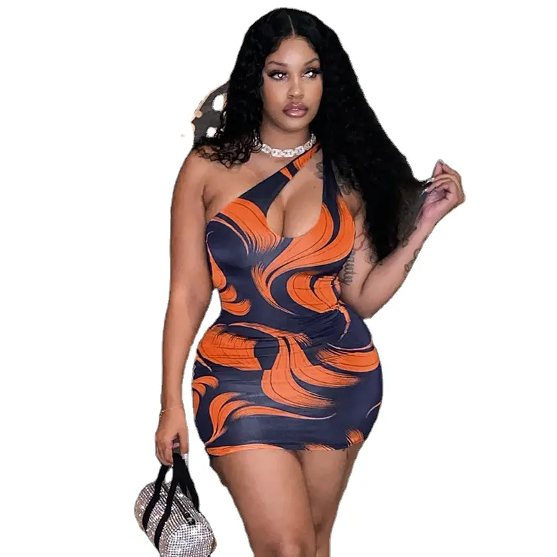 Good Price Y2K Fashion Print Streetwear Asymmetrici Dress Women's Summer Dress