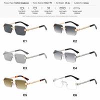 Lunettes de soleil Superhot Eyewear 24968 Fashion 2026 Vintage sans monture, rectangulaires, à verres dégradés, avec branches en métal, pour hommes et femmes