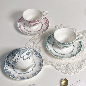 In Stock French Retro Rose Porcelain <b>Cup</b> <b>Saucer</b> Set Eco-Friendly Modern Design for Afternoon Tea Coffee Dessert Gift JADE Brand - Product Image 2