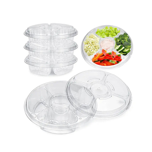 Customization Serving Tray Platter With Dividers Food Platter Tray With Lid Plastic Round Plastic Food Tray With Lid