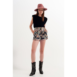 Pantaloncini slim con elastico in vita in raso con stampa floreale - Product Image 3